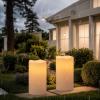 imageEldnacele Lage Solar Candles Outdoor Waterproof Rechargeable Solar Powered Flameless Flickering Dusk to Dawn White Plastic LED Pillar Candles for Lantern Garden Camping Holiday Decor 2Pcs D3H6White 36