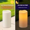 imageEldnacele Lage Solar Candles Outdoor Waterproof Rechargeable Solar Powered Flameless Flickering Dusk to Dawn White Plastic LED Pillar Candles for Lantern Garden Camping Holiday Decor 2Pcs D3H6White 36
