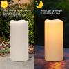 imageEldnacele Large Solar Flameless Flickering Candles Outdoor Waterproof Solar Powered Dusk to Dawn White Plastic LED Pillar Candles Garden Camping Lanterns Wedding Indoor Decor 2Pcs4quot D14quot H2 Pack Solar 4 x 8