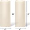 imageEldnacele Large Solar Flameless Flickering Candles Outdoor Waterproof Solar Powered Dusk to Dawn White Plastic LED Pillar Candles Garden Camping Lanterns Wedding Indoor Decor 2Pcs4quot D14quot H2 Pack Solar 4 x 10