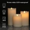 imageEldnacele Waterproof Flameless Flickering Candles with 6 Hours Timer Indoor Outdoor White LED Plastic Battery Operated Pillar Candles Pack of 4 Wedding Dinner Home Decor D3x H4 5 6 83 Pack White