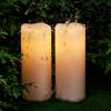 imageEldnacele Waterproof Flameless Flickering Candles with 6 Hours Timer Indoor Outdoor White LED Plastic Battery Operated Pillar Candles Pack of 4 Wedding Dinner Home Decor D3x H4 5 6 8A2 Pack Cream 810
