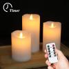 imageEldnacele Waterproof Flameless Flickering Candles with 6 Hours Timer Indoor Outdoor White LED Plastic Battery Operated Pillar Candles Pack of 4 Wedding Dinner Home Decor D3x H4 5 6 83 Pack White