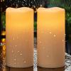 imageEldnacele Large Solar Flameless Flickering Candles Outdoor Waterproof Solar Powered Dusk to Dawn White Plastic LED Pillar Candles Garden Camping Lanterns Wedding Indoor Decor 2Pcs4quot D14quot H2 Pack Solar 4 x 8