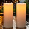 imageEldnacele Large Solar Flameless Flickering Candles Outdoor Waterproof Solar Powered Dusk to Dawn White Plastic LED Pillar Candles Garden Camping Lanterns Wedding Indoor Decor 2Pcs4quot D14quot H2 Pack Solar 4 x 10