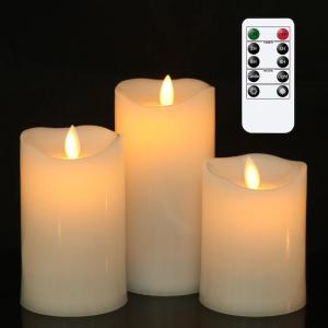 imageEldnacele Waterproof Flameless Flickering Candles with 6 Hours Timer Indoor Outdoor White LED Plastic Battery Operated Pillar Candles Pack of 4 Wedding Dinner Home Decor D3x H4 5 6 83 Pack White