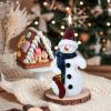 imageEldnacele Christmas Snowman Flameless Flickering Candles with 6 Hour Timer Hand Carved Broom Snowman Battery Operated Real Wax LED Pillar Candles for Dinner Home Indoor Holiday Decor Xmas Gift5Small Red Hat Snowman