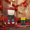 imageEldnacele Christmas Snowman Flameless Flickering Candles with 6 Hour Timer Hand Carved Broom Snowman Battery Operated Real Wax LED Pillar Candles for Dinner Home Indoor Holiday Decor Xmas Gift2Sweater Snowman
