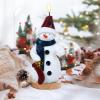 imageEldnacele Christmas Snowman Flameless Flickering Candles with 6 Hour Timer Hand Carved Broom Snowman Battery Operated Real Wax LED Pillar Candles for Dinner Home Indoor Holiday Decor Xmas Gift5Small Red Hat Snowman