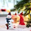 imageEldnacele Christmas Snowman Flameless Flickering Candles with 6 Hour Timer Hand Carved Broom Snowman Battery Operated Real Wax LED Pillar Candles for Dinner Home Indoor Holiday Decor Xmas Gift5Small Red Hat Snowman