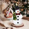 imageEldnacele Christmas Snowman Flameless Flickering Candles with 6 Hour Timer Hand Carved Broom Snowman Battery Operated Real Wax LED Pillar Candles for Dinner Home Indoor Holiday Decor Xmas Gift5 Christmas Tree Snowman
