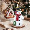 imageEldnacele Christmas Snowman Flameless Flickering Candles with 6 Hour Timer Hand Carved Broom Snowman Battery Operated Real Wax LED Pillar Candles for Dinner Home Indoor Holiday Decor Xmas Gift5Red Scarf Snowman