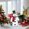 imageEldnacele Christmas Snowman Flameless Flickering Candles with 6 Hour Timer Hand Carved Broom Snowman Battery Operated Real Wax LED Pillar Candles for Dinner Home Indoor Holiday Decor Xmas Gift5Red Scarf Snowman