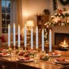 imageEldnacele Flameless Flickering Taper Candles with Remote and Timer Battery Operated 3D Wick Real Wax LED Window Candles Ivory Set of 6 Dinner Fireplace Indoor Home Holiday DecorD078H9642White 6 Pack