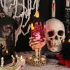 imageEldnacele Halloween Snow Globe Candles Lighted Lamp Battery Operated Spinning Water Glittering Tornado Flameless Candles Table Centerpiece for Halloween Decoration IndoorGhost4Ghost Skeleton Hand