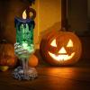 imageEldnacele Halloween Snow Globe Candles Lighted Lamp Battery Operated Spinning Water Glittering Tornado Flameless Candles Table Centerpiece for Halloween Decoration IndoorGhost3Spider Skeleton Hand