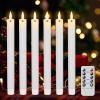 imageEldnacele Flameless Flickering Taper Candles with Remote and Timer Battery Operated 3D Wick Real Wax LED Window Candles Ivory Set of 6 Dinner Fireplace Indoor Home Holiday DecorD078H9642White 6 Pack