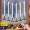 imageEldnacele Flameless Window Taper Candles with Remote and Timer Battery Operated Included Flickering Candles Removable Candlesticks and Suction Cups Included Christmas Holiday Decor6PcsIvory2White Window Taper Candles