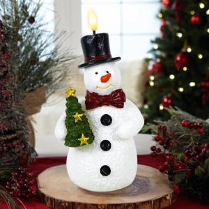 imageEldnacele Christmas Snowman Flameless Flickering Candles with 6 Hour Timer Hand Carved Broom Snowman Battery Operated Real Wax LED Pillar Candles for Dinner Home Indoor Holiday Decor Xmas Gift5 Christmas Tree Snowman