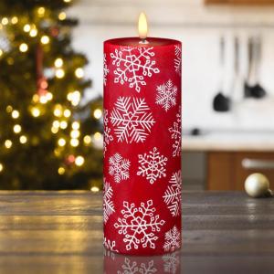 imageEldnacele Christmas Snowman Flameless Flickering Candles with 6 Hour Timer Hand Carved Broom Snowman Battery Operated Real Wax LED Pillar Candles for Dinner Home Indoor Holiday Decor Xmas Gift4Hand Carved Snowflake