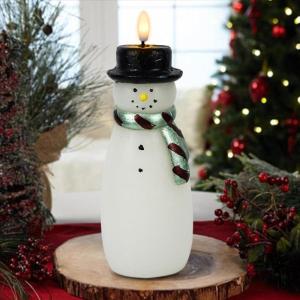 imageEldnacele Christmas Snowman Flameless Flickering Candles with 6 Hour Timer Hand Carved Broom Snowman Battery Operated Real Wax LED Pillar Candles for Dinner Home Indoor Holiday Decor Xmas Gift5Snowman