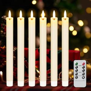 imageEldnacele Flameless Flickering Taper Candles with Remote and Timer Battery Operated 3D Wick Real Wax LED Window Candles Ivory Set of 6 Dinner Fireplace Indoor Home Holiday DecorD078H9641Ivory 6 Pack