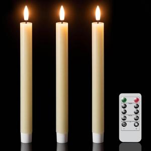 imageEldnacele Flameless Flickering Taper Candles with Remote and Timer Battery Operated 3D Wick Real Wax LED Window Candles Ivory Set of 6 Dinner Fireplace Indoor Home Holiday DecorD078H9643Ivory 3 Pack