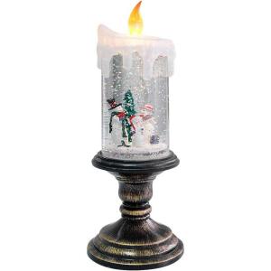 imageEldnacele Halloween Snow Globe Candles Lighted Lamp Battery Operated Spinning Water Glittering Tornado Flameless Candles Table Centerpiece for Halloween Decoration IndoorGhost8Snowman