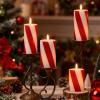 imageEldnacele Christmas Candy Cane Stripe Flameless Candles with Remote and Timer Battery Operated 3D Wick Flickering Real Wax Stripe Glitter Pillar LED Candles Holiday Xmas Decor 3Pcs D3H45quot6quot2Red Stripe Candles