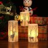 imageEldnacele Christmas Candy Cane Stripe Flameless Candles with Remote and Timer Battery Operated 3D Wick Flickering Real Wax Stripe Glitter Pillar LED Candles Holiday Xmas Decor 3Pcs D3H45quot6quot4Silver Deer Decal