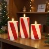imageEldnacele Christmas Candy Cane Stripe Flameless Candles with Remote and Timer Battery Operated 3D Wick Flickering Real Wax Stripe Glitter Pillar LED Candles Holiday Xmas Decor 3Pcs D3H45quot6quot2Red Stripe Candles