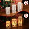 imageEldnacele Christmas Candy Cane Stripe Flameless Candles with Remote and Timer Battery Operated 3D Wick Flickering Real Wax Stripe Glitter Pillar LED Candles Holiday Xmas Decor 3Pcs D3H45quot6quot4Silver Deer Decal