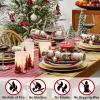 imageEldnacele Christmas Candy Cane Stripe Flameless Candles with Remote and Timer Battery Operated 3D Wick Flickering Real Wax Stripe Glitter Pillar LED Candles Holiday Xmas Decor 3Pcs D3H45quot6quot3Christmas Tree Red