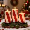 imageEldnacele Christmas Candy Cane Stripe Flameless Candles with Remote and Timer Battery Operated 3D Wick Flickering Real Wax Stripe Glitter Pillar LED Candles Holiday Xmas Decor 3Pcs D3H45quot6quot2Red Stripe Candles