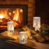 imageEldnacele Christmas Candy Cane Stripe Flameless Candles with Remote and Timer Battery Operated 3D Wick Flickering Real Wax Stripe Glitter Pillar LED Candles Holiday Xmas Decor 3Pcs D3H45quot6quot4Silver Deer Decal