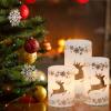 imageEldnacele Christmas Candy Cane Stripe Flameless Candles with Remote and Timer Battery Operated 3D Wick Flickering Real Wax Stripe Glitter Pillar LED Candles Holiday Xmas Decor 3Pcs D3H45quot6quot4Gold Deer Decal