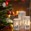 imageEldnacele Christmas Candy Cane Stripe Flameless Candles with Remote and Timer Battery Operated 3D Wick Flickering Real Wax Stripe Glitter Pillar LED Candles Holiday Xmas Decor 3Pcs D3H45quot6quot4Silver Deer Decal