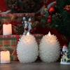 imageEldnacele Christmas Flameless Candles with 6 Hour Timer Battery Operated Hand Painted Pine Cone Real Wax 3D Wick Flickering LED Pillar Candles for Dinner Indoor Holiday Xmas Decor2Pcs D3H572White Pine Cone
