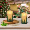 imageEldnacele Christmas Flameless Candles with 6 Hour Timer Battery Operated Hand Painted Pine Cone Real Wax 3D Wick Flickering LED Pillar Candles for Dinner Indoor Holiday Xmas Decor2Pcs D3H574Hand Painted Christmas Tree