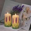 imageEldnacele Christmas Flameless Candles with 6 Hour Timer Battery Operated Hand Painted Pine Cone Real Wax 3D Wick Flickering LED Pillar Candles for Dinner Indoor Holiday Xmas Decor2Pcs D3H576Hand Painted Lavender