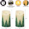 imageEldnacele Christmas Flameless Candles with 6 Hour Timer Battery Operated Hand Painted Pine Cone Real Wax 3D Wick Flickering LED Pillar Candles for Dinner Indoor Holiday Xmas Decor2Pcs D3H574Hand Painted Christmas Tree