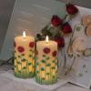 imageEldnacele Christmas Flameless Candles with 6 Hour Timer Battery Operated Hand Painted Pine Cone Real Wax 3D Wick Flickering LED Pillar Candles for Dinner Indoor Holiday Xmas Decor2Pcs D3H576Hand Painted Rose