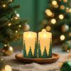 imageEldnacele Christmas Flameless Candles with 6 Hour Timer Battery Operated Hand Painted Pine Cone Real Wax 3D Wick Flickering LED Pillar Candles for Dinner Indoor Holiday Xmas Decor2Pcs D3H574Hand Painted Christmas Tree