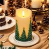 imageEldnacele Christmas Flameless Candles with 6 Hour Timer Battery Operated Hand Painted Pine Cone Real Wax 3D Wick Flickering LED Pillar Candles for Dinner Indoor Holiday Xmas Decor2Pcs D3H574Hand Painted Christmas Tree