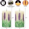 imageEldnacele Christmas Flameless Candles with 6 Hour Timer Battery Operated Hand Painted Pine Cone Real Wax 3D Wick Flickering LED Pillar Candles for Dinner Indoor Holiday Xmas Decor2Pcs D3H576Hand Painted Lavender