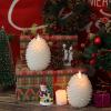 imageEldnacele Christmas Flameless Candles with 6 Hour Timer Battery Operated Hand Painted Pine Cone Real Wax 3D Wick Flickering LED Pillar Candles for Dinner Indoor Holiday Xmas Decor2Pcs D3H572White Pine Cone