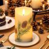 imageEldnacele Christmas Flameless Candles with 6 Hour Timer Battery Operated Hand Painted Pine Cone Real Wax 3D Wick Flickering LED Pillar Candles for Dinner Indoor Holiday Xmas Decor2Pcs D3H574Hand Painted Pine Cone