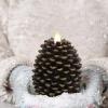 imageEldnacele Christmas Flameless Candles with 6 Hour Timer Battery Operated Hand Painted Pine Cone Real Wax 3D Wick Flickering LED Pillar Candles for Dinner Indoor Holiday Xmas Decor2Pcs D3H571Brown Pine Cone