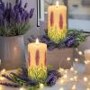 imageEldnacele Christmas Flameless Candles with 6 Hour Timer Battery Operated Hand Painted Pine Cone Real Wax 3D Wick Flickering LED Pillar Candles for Dinner Indoor Holiday Xmas Decor2Pcs D3H576Hand Painted Lavender