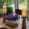 imageEldnacele Christmas Flameless Candles with 6 Hour Timer Battery Operated Hand Painted Pine Cone Real Wax 3D Wick Flickering LED Pillar Candles for Dinner Indoor Holiday Xmas Decor2Pcs D3H576Hand Painted Lavender
